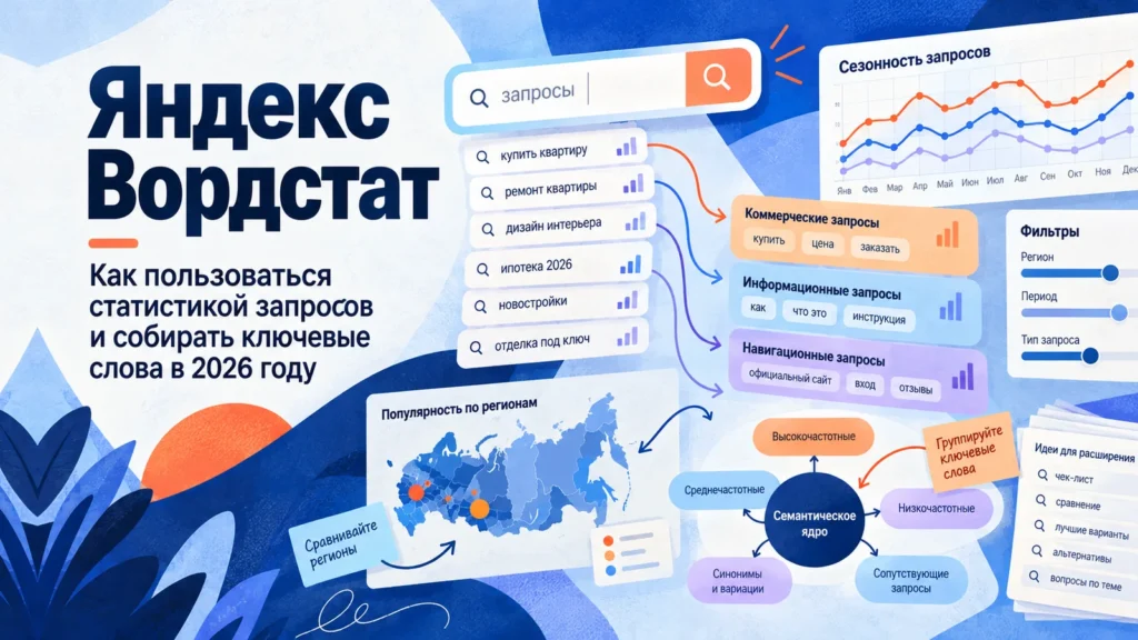 Яндекс Вордстат: как пользоваться статистикой запросов и собирать ключевые слова в 2026 году